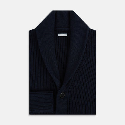 Midnight Blue Cashmere Shawl Collar Cardigan Image 3