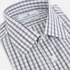 View 2 of product The Turnbull & Asser Purple Multi Check Mayfair Shirt is a long-sleeved, button-up cotton shirt with a collar and purple check pattern, perfect for formal wear and shown against a plain white background.