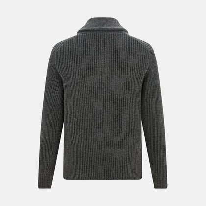 Shadow Grey Cashmere Shawl Collar Cardigan Image 2