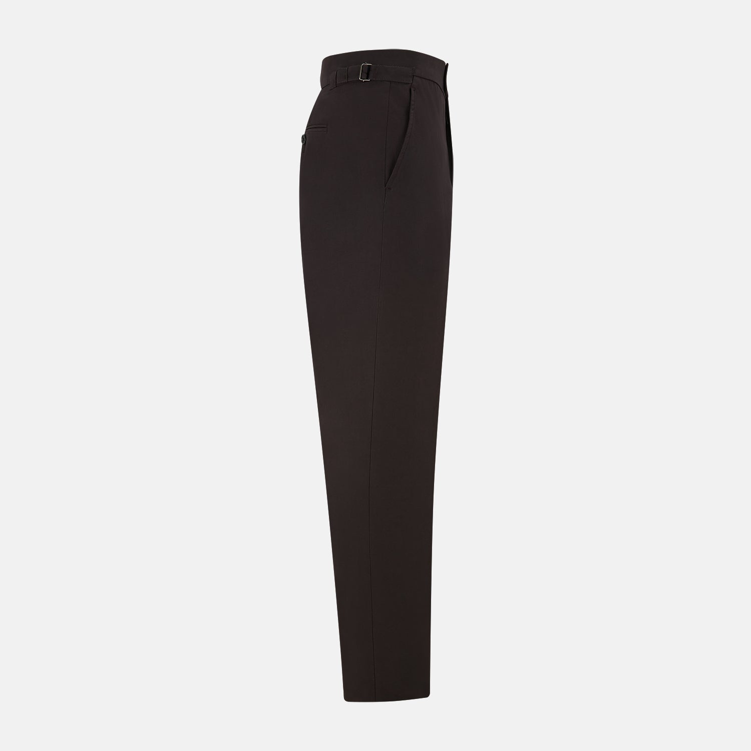 View 4 of product A pair of brown linen Henry trousers by Turnbull & Asser with a straight-leg cut and button waistband, ideal for formalwear, displayed against a plain white background.