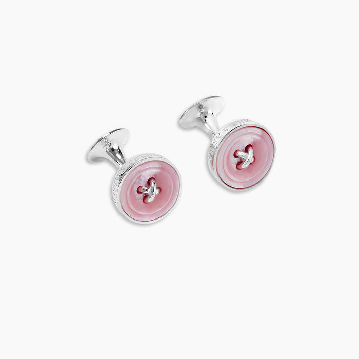 Pink Sterling Silver Mother-of-Pearl Button Cufflinks Image 4