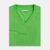 Lime Green Cashmere V-Neck Jumper