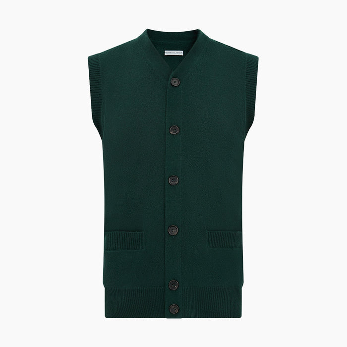 Forest Green Cashmere Sleeveless Cardigan Image 3