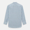 View 6 of product The Turnbull & Asser Blue and Pink Tattersall Check Mayfair Shirt features a classic tattersall pattern with a T&A collar and cuffed sleeves.