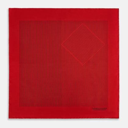 Red Stripe Silk Pocket Square Image 2