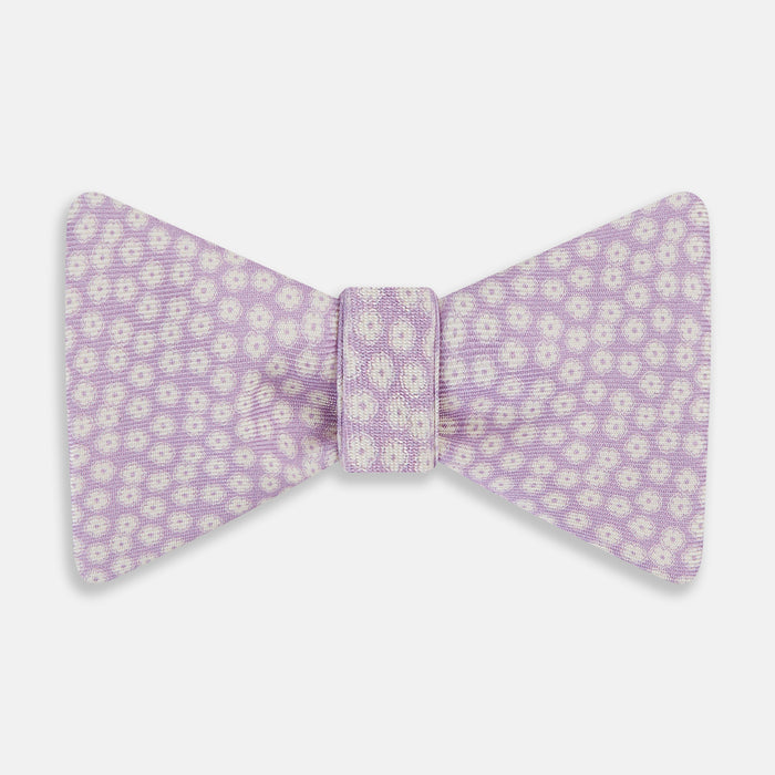 Lilac Flower Patterned Silk Bow Tie