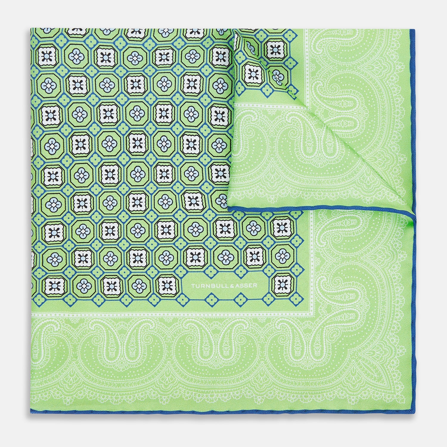 Image 5 of product Fern Green Floral Tile and Paisley Silk Pocket Square