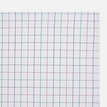Hand Rolled Pink and Green Grid Check Handkerchief