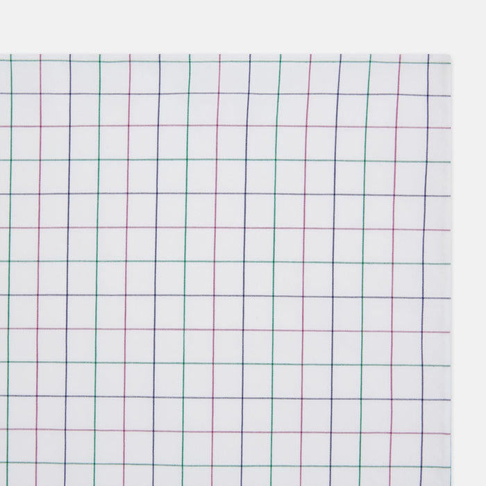 Hand Rolled Pink and Green Grid Check Handkerchief Image 1