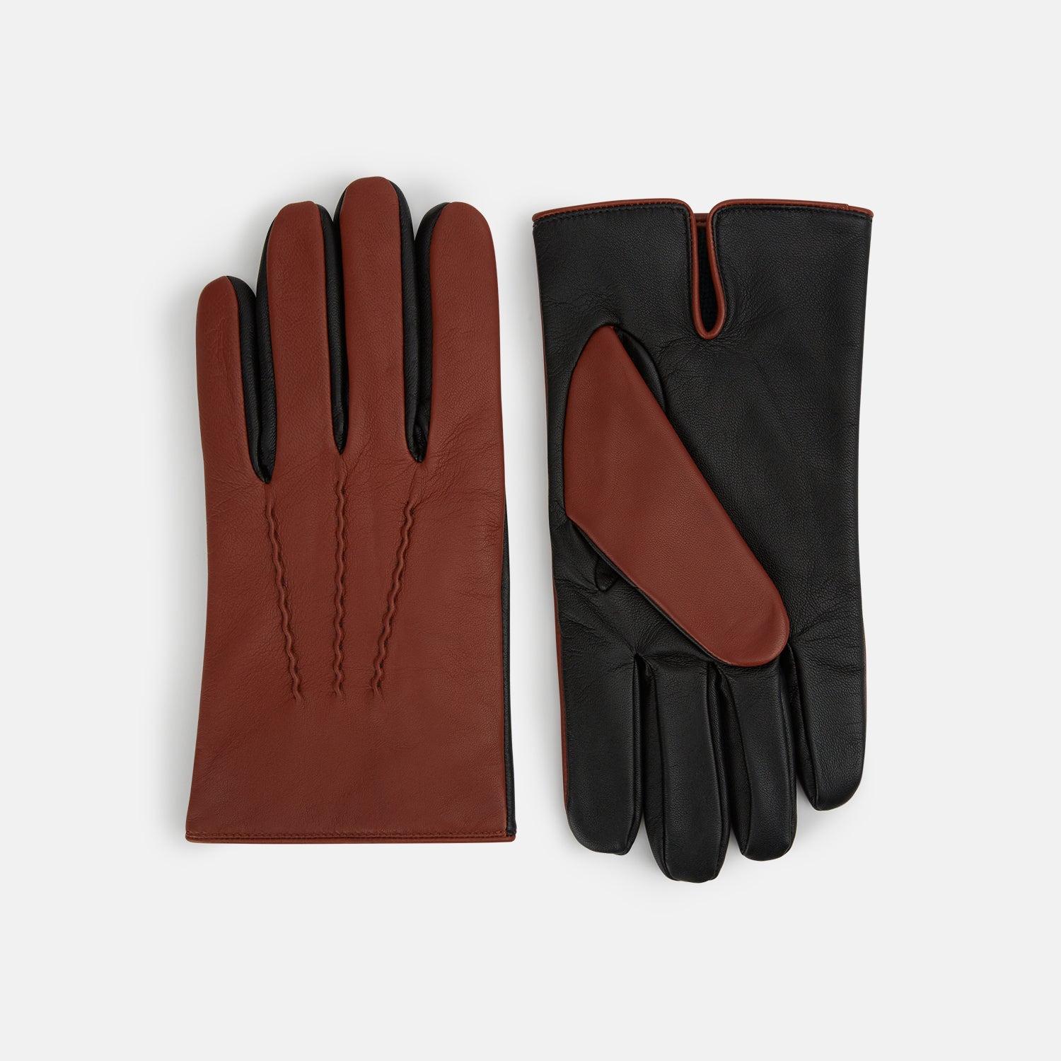 Image 1 of product Brown/Ebony Cashmere-Lined Hairsheep Leather Touchscreen Gloves