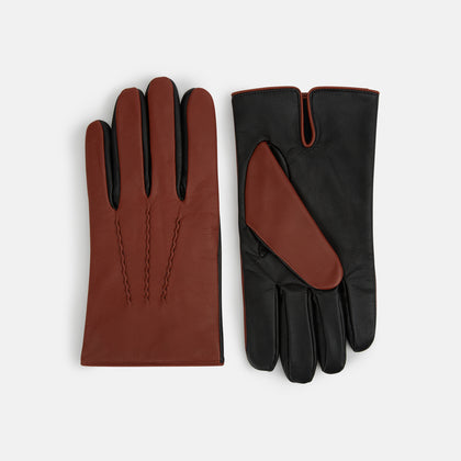 Brown/Ebony Cashmere-Lined Hairsheep Leather Touchscreen Gloves