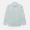 View 1 of product The Turnbull & Asser Forest Melange and Red Overlay Grid Check Westminster Shirt features long sleeves, a pointed collar, and buttoned cuffs, highlighting British craftsmanship. It's shown laid flat against a white background.