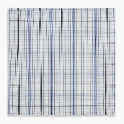 Blue and Navy Multi Check Hand-Rolled Handkerchief Image 3