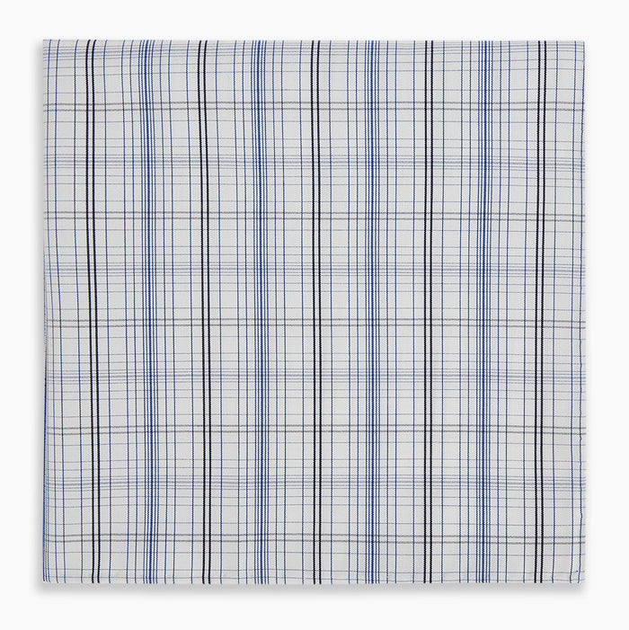 Blue and Navy Multi Check Hand-Rolled Handkerchief Image 3