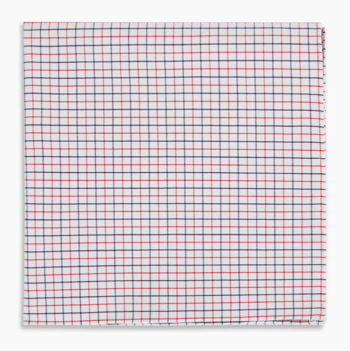 Hand Rolled Red and Navy Graph Check Handkerchief Image 4