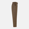 View 4 of product The Turnbull & Asser Pine Cone Linen Herringbone Miles Trousers feature a relaxed fit, elasticated waistband, and drawstring tie, shown against a plain white background.