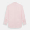 View 3 of product The Turnbull & Asser Pale Pink Linen Mayfair Shirt features a classic, formal style with long sleeves, a collar, and white buttons. Shown laid flat on a white background.