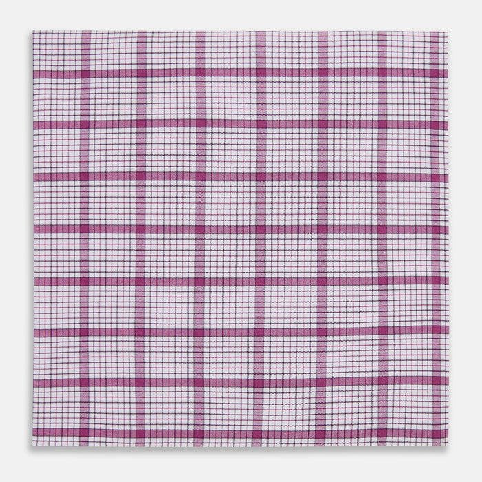 Hand Rolled Purple Graph Overlay Check Handkerchief