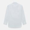View 5 of product The Turnbull & Asser Pink Grid Check Mayfair Shirt is a long-sleeve, button-down shirt with a T&A collar, crafted from organic cotton and featuring a pink checkered grid pattern on white with buttoned cuffs.