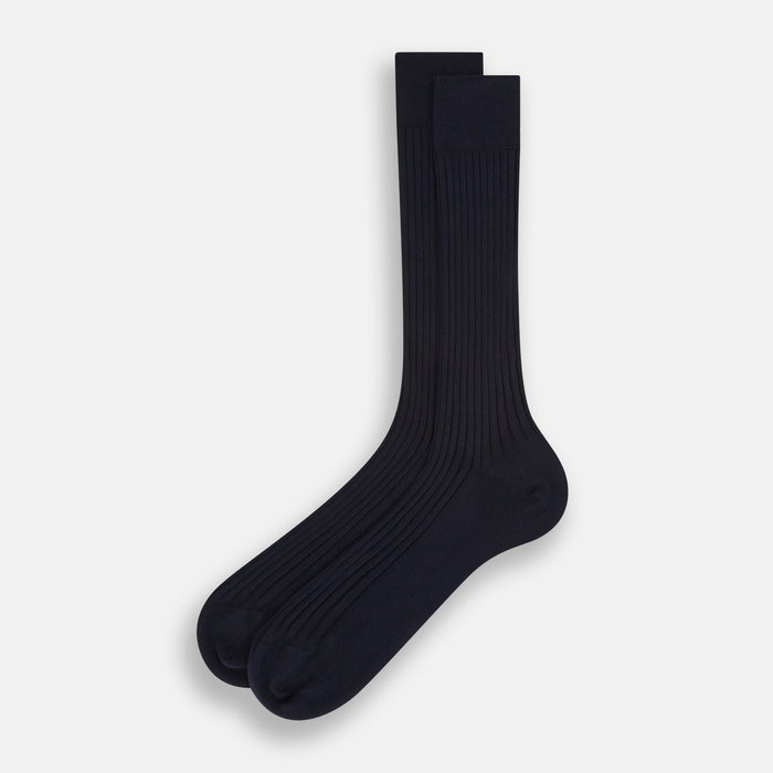 Navy Organic Cotton Mid-Length Socks Image 1