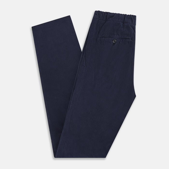 Light Navy Corduroy Miles Trousers Image 5