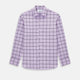 A long-sleeve, button-up Lilac Grid Check Windsor Shirt by Turnbull & Asser, featuring a black windowpane pattern and a refined Windsor collar, displayed on a plain white background.