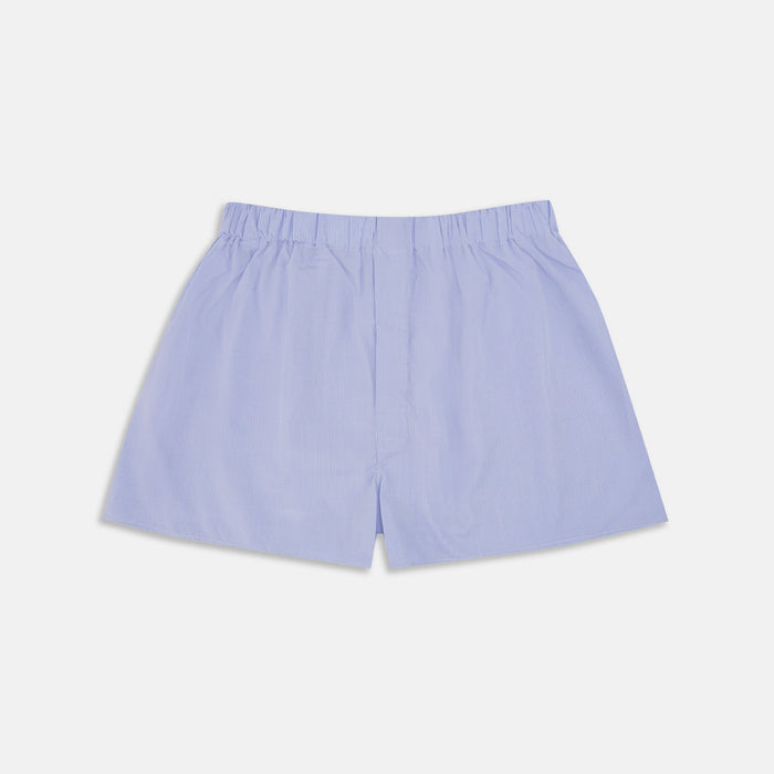 Blue Fine Check Cotton Sea Island Quality Boxer Shorts