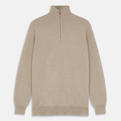 Beige Lennox Half-Zip Jumper