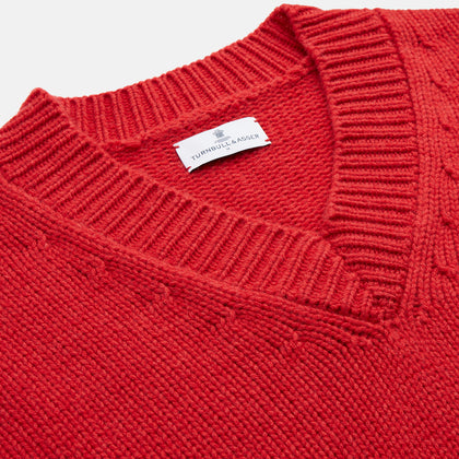 Raspberry Red Cashmere Edwards V-Neck Sweater Image 3