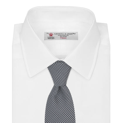 White and black houndstooth Woven Silk Tie