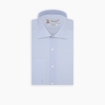 Tailored Fit Two-Fold 120 Light Blue Cotton Shirt with Kent Collar and Double Cuffs Image 2