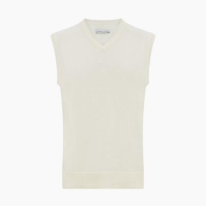 White Cashmere V-neck Vest Image 3