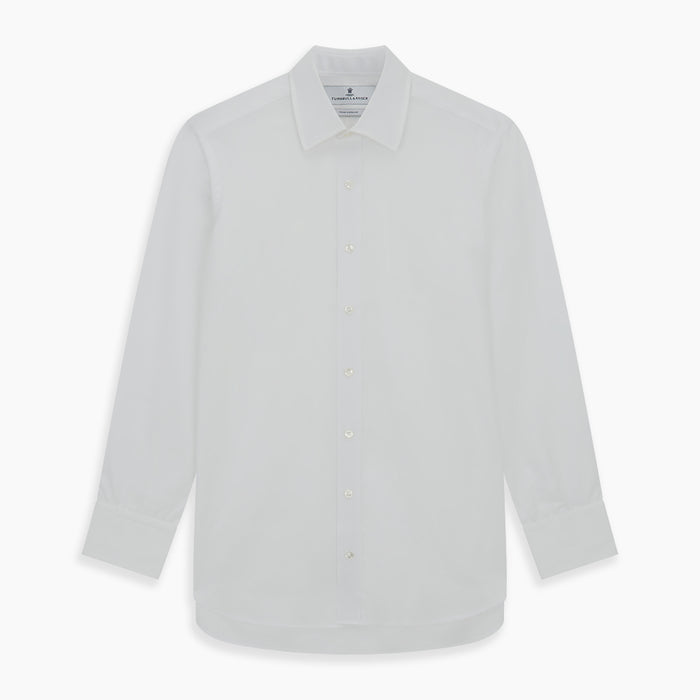 Plain White Cotton Shirt with T&A Collar and 3-Button Cuffs