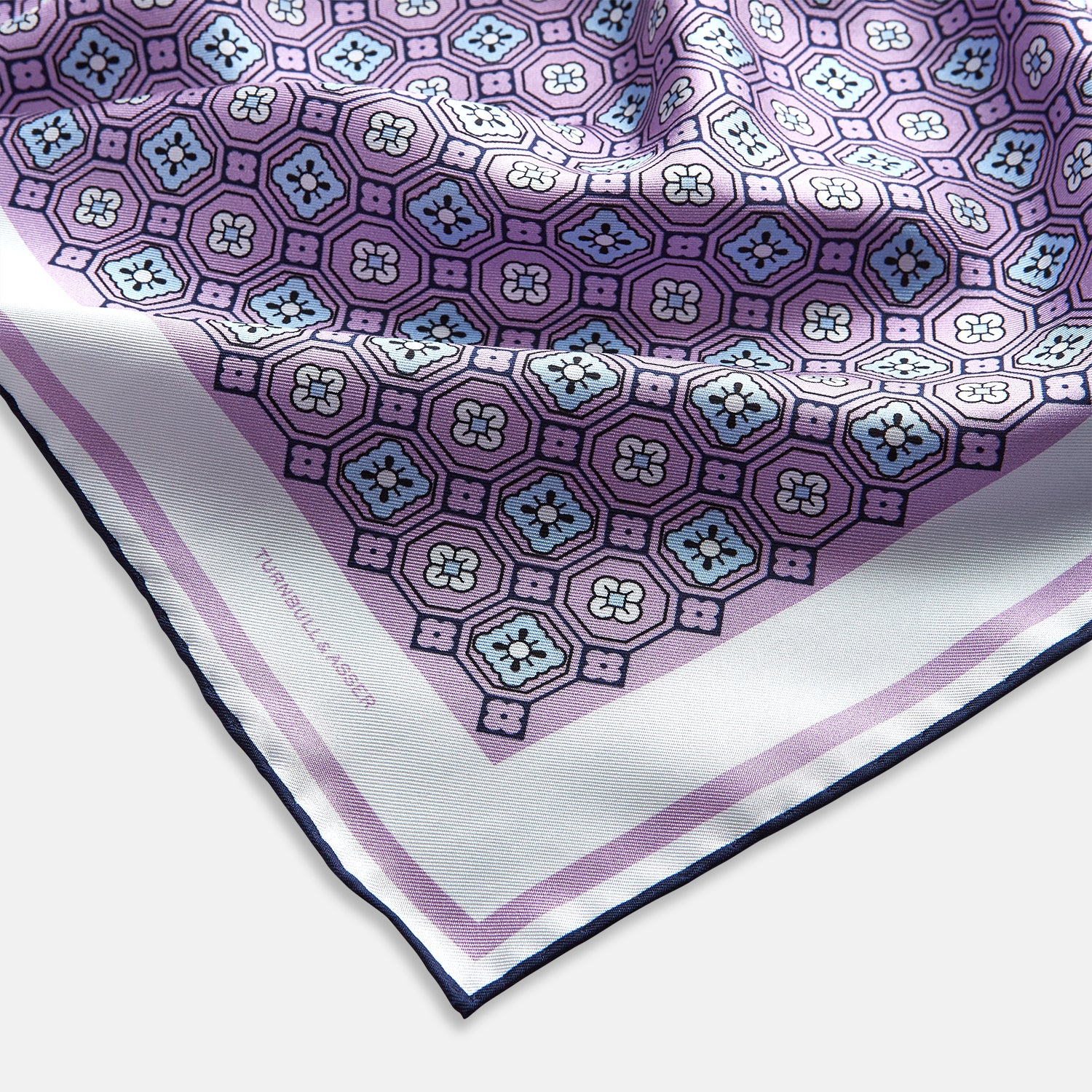 Image 7 of product Lilac Floral Tile Silk Pocket Square