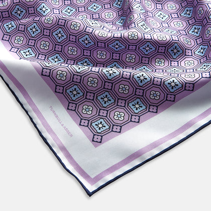 Lilac Floral Tile Silk Pocket Square Image 6