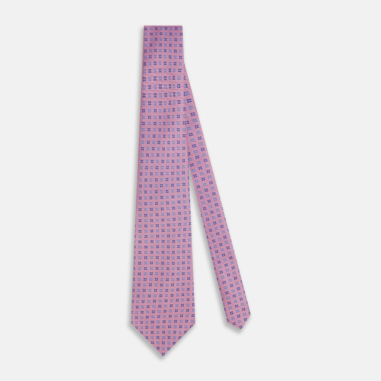 View 2 of product The Turnbull & Asser Blue and Pink Multi Dot Silk Tie adds a stylish, modern touch to office attire.
