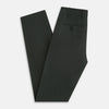 View 6 of product The Forest Green Henry B Trousers by Turnbull & Asser feature a minimalist straight-leg design in a wool/cashmere blend with belt loops and button closure, shown against a plain white background.