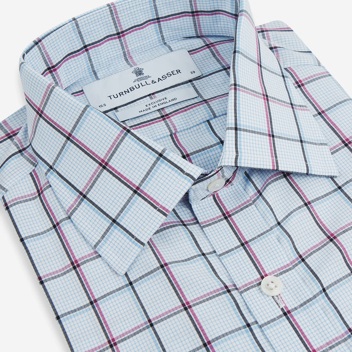 Blue and Pink Tattersall Check Mayfair Shirt Image 1