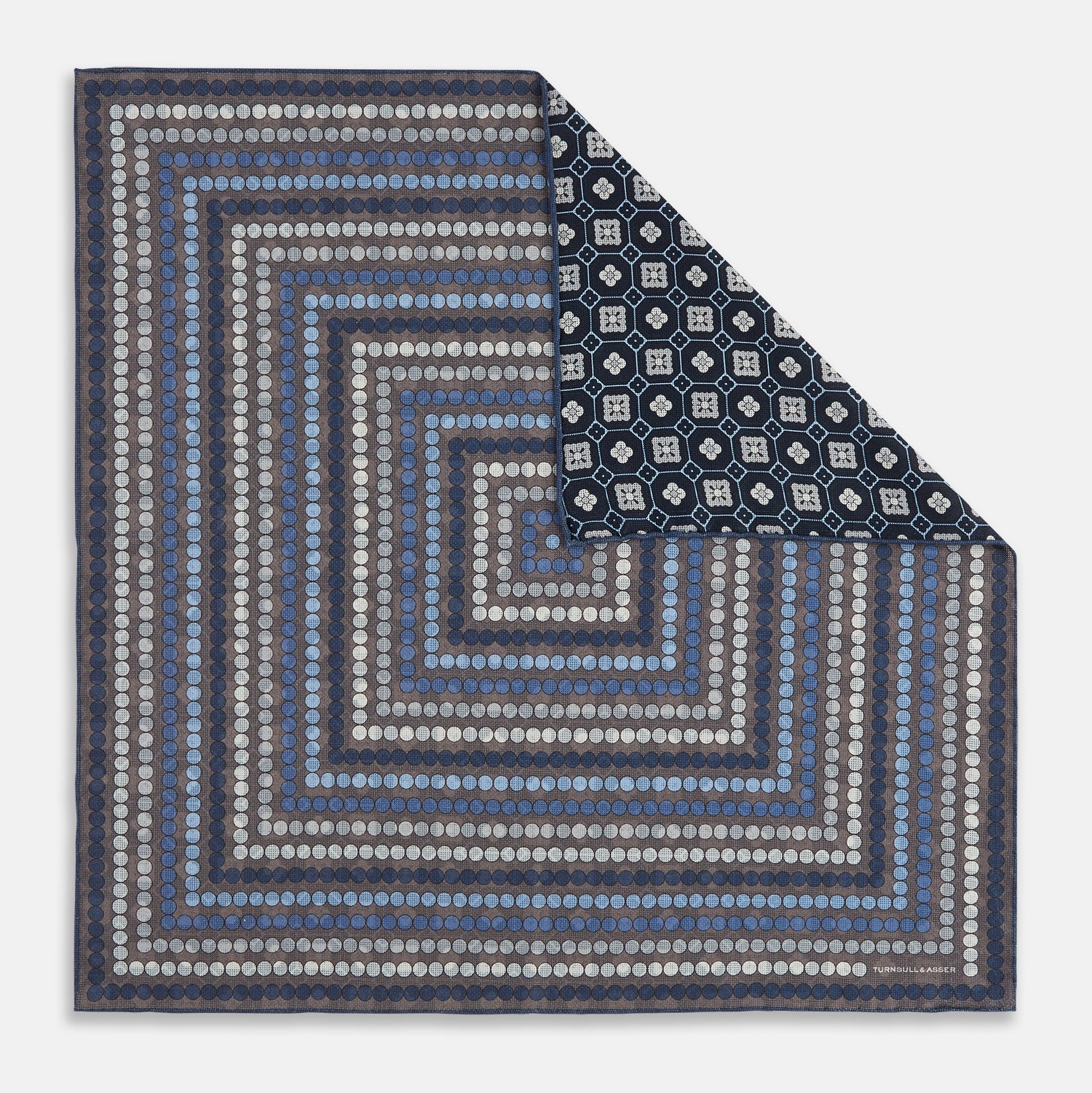 Image 11 of product Ash Dots and Floral Tile Double-Sided Silk Pocket Square