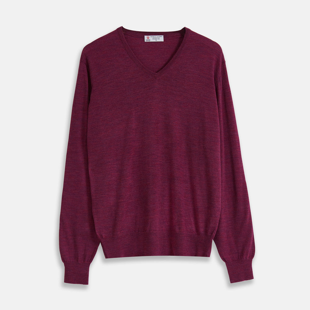 Plum Fine Merino V-Neck Jumper