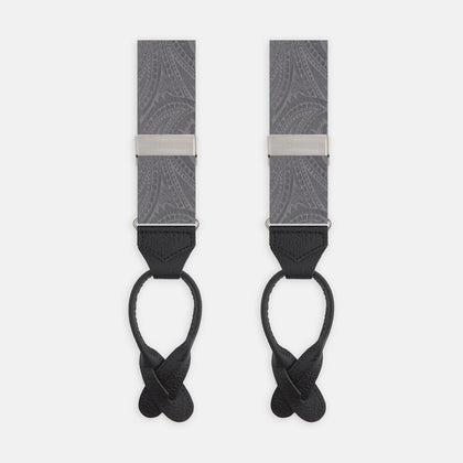 Silver Paisley Adjustable Silk Braces