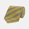 View 1 of product The Turnbull & Asser GGT92000 3042 11 OS is a classic yellow necktie with diagonal black and white stripes, rolled elegantly on a white background.