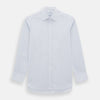 View 1 of product The Turnbull & Asser Pale Blue and Navy Grid Check Mayfair Shirt is a long-sleeve, button-up shirt made from fine Italian cotton, featuring a pointed collar and buttoned cuffs, shown against a plain white background.