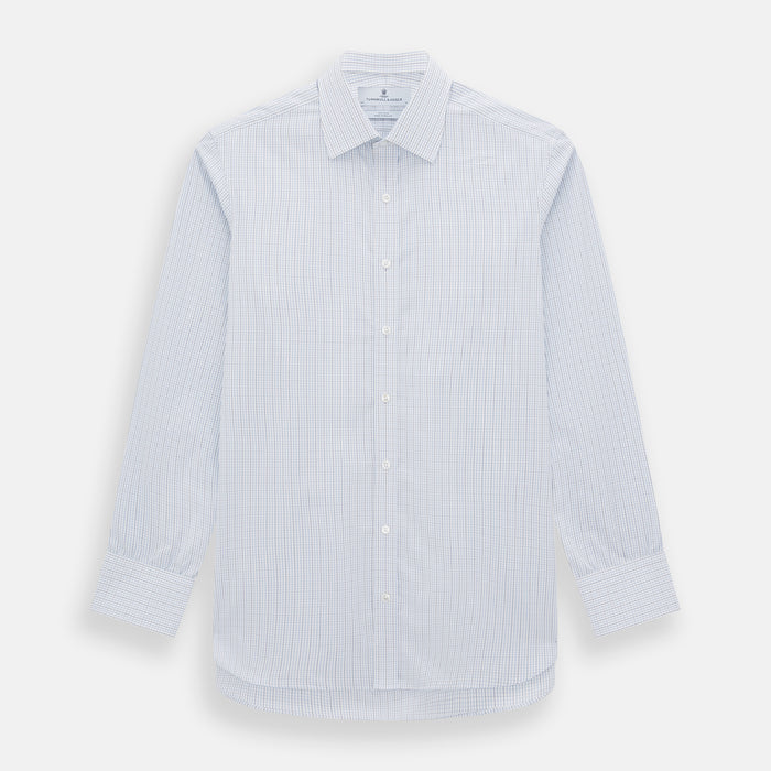 Pale Blue and Navy Grid Check Mayfair Shirt