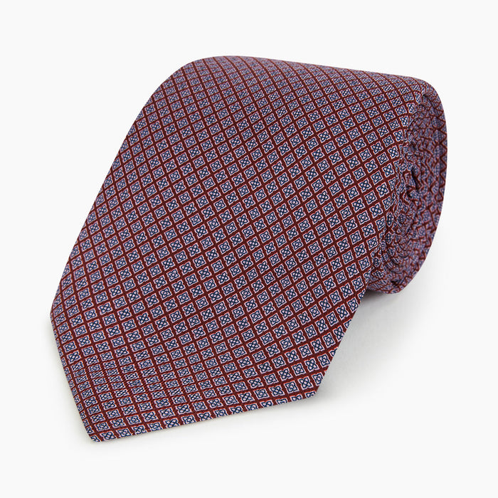 Indies Red Floral Square-Print Silk Tie Image 4