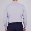 View 3 of product The Turnbull & Asser Slim Fit Blue Checked Shirt features long sleeves, contrasting white buttons, a regent collar, and distinct blue check pattern detailing on the cuff.