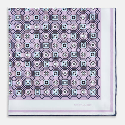 Lilac Floral Tile Silk Pocket Square Image 7