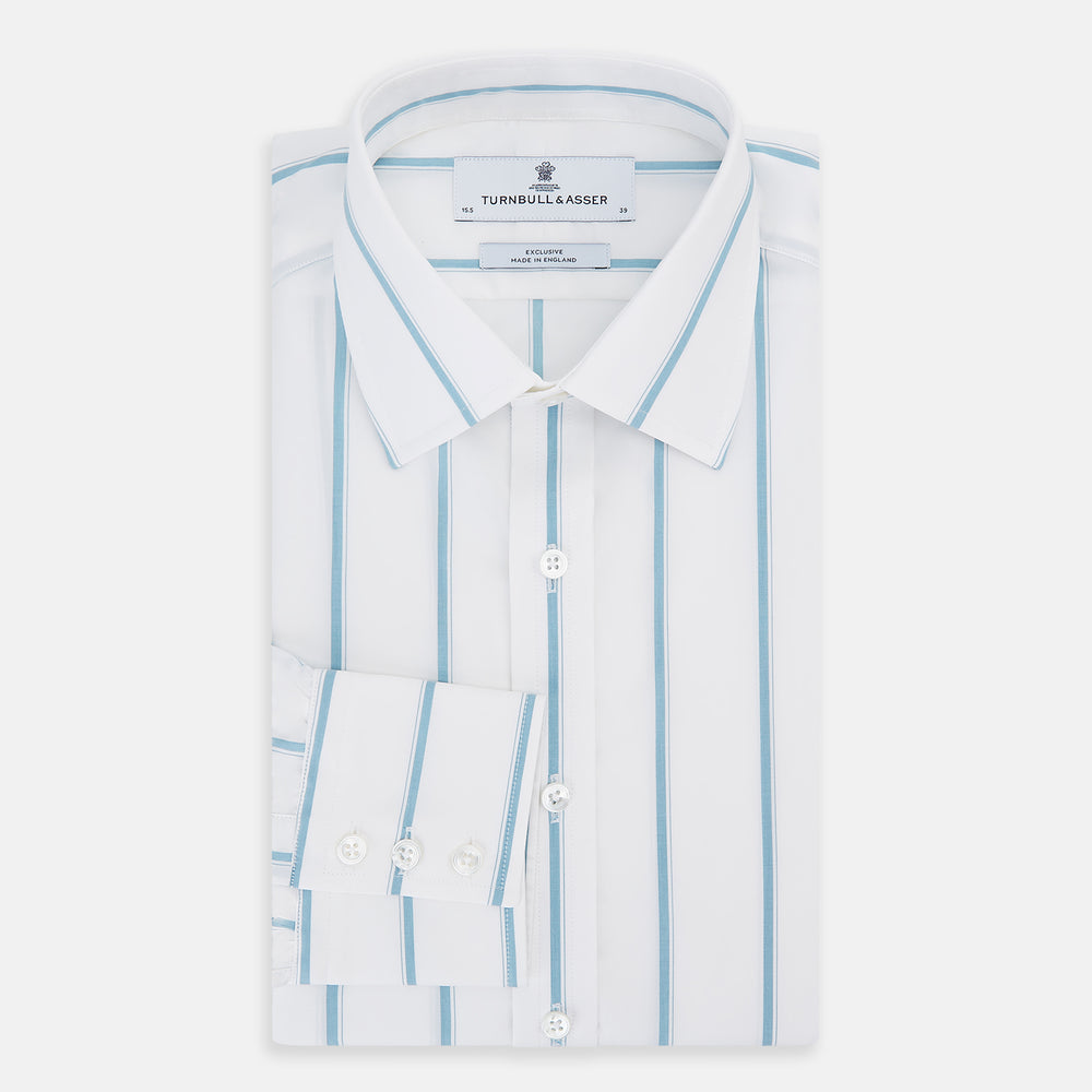 Turquoise Track Stripe Mayfair Shirt