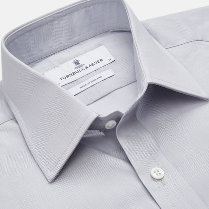 Faded Blue Block Check Cotton Regular Fit Mayfair Shirt