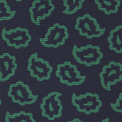 Navy and Green Petal Paisley Silk Tie Image 3